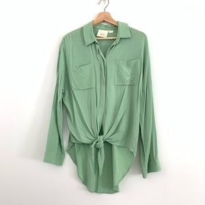 Anthro Maeve Sandbridge Tie Front Blouse Medium